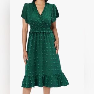 BTFBM Women Short Sleeve V Neck Swiss Dot Midi Summer Dresses